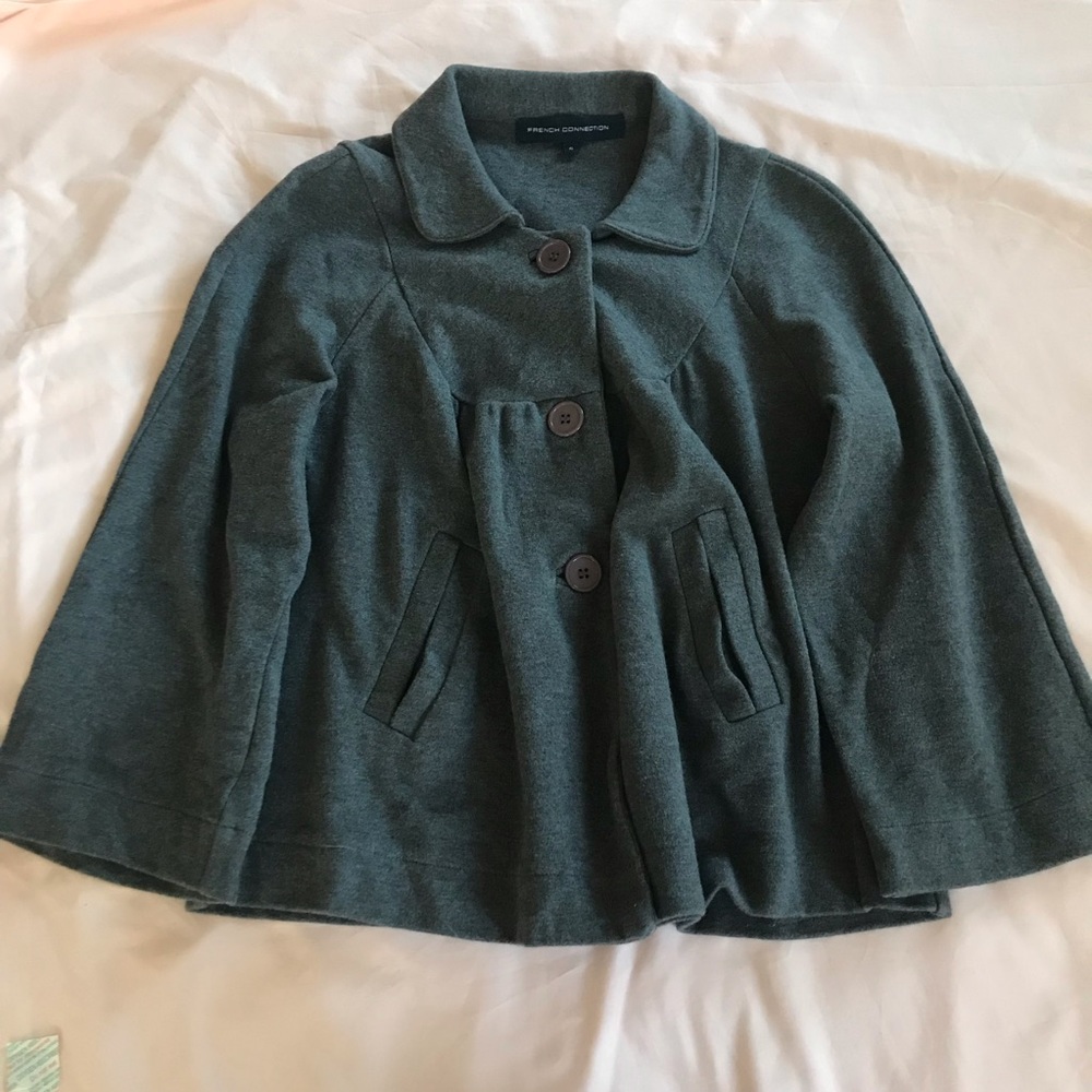 French Connection gray jacket with pleated back